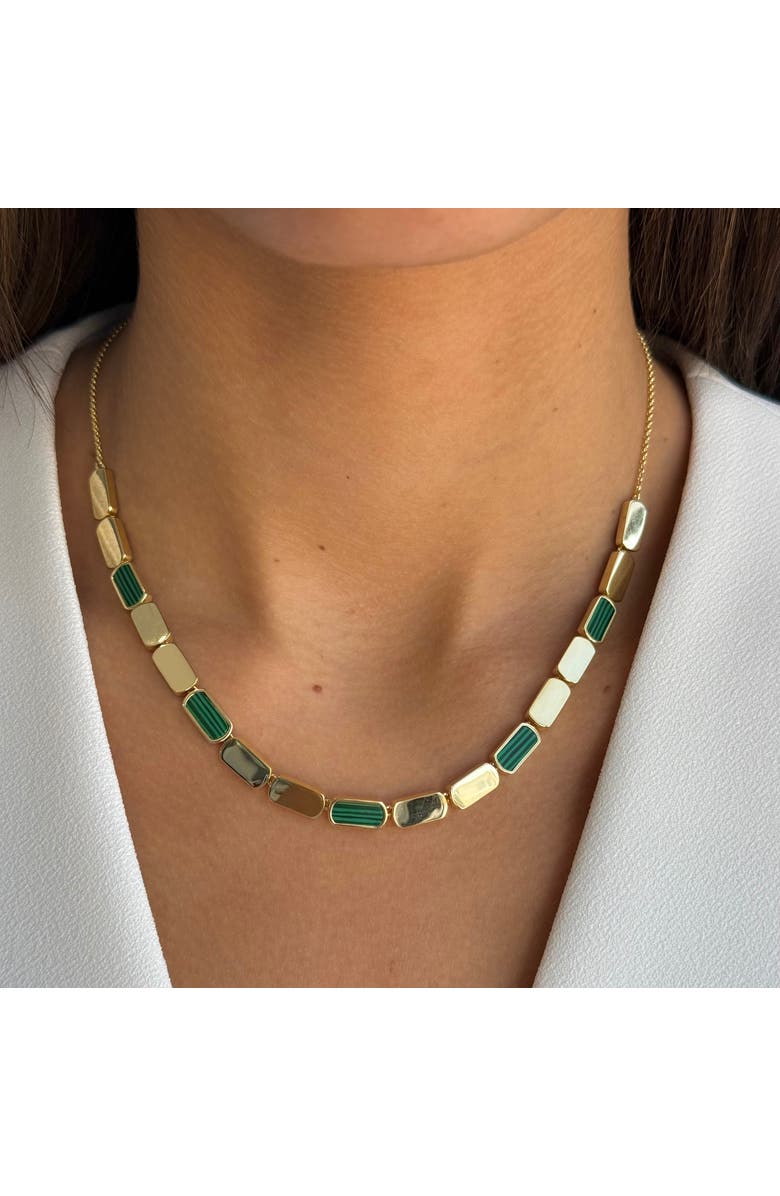 BY ADINA EDEN Multi Malachite Stone Bar Half Tennis Chain Necklace, Alternate, color, 