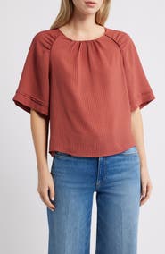 Wit & Wisdom Shirred Bell Sleeve Top