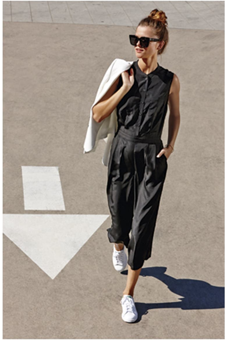 Crop Wide Leg Jumpsuit, Alternate, color, BLACK