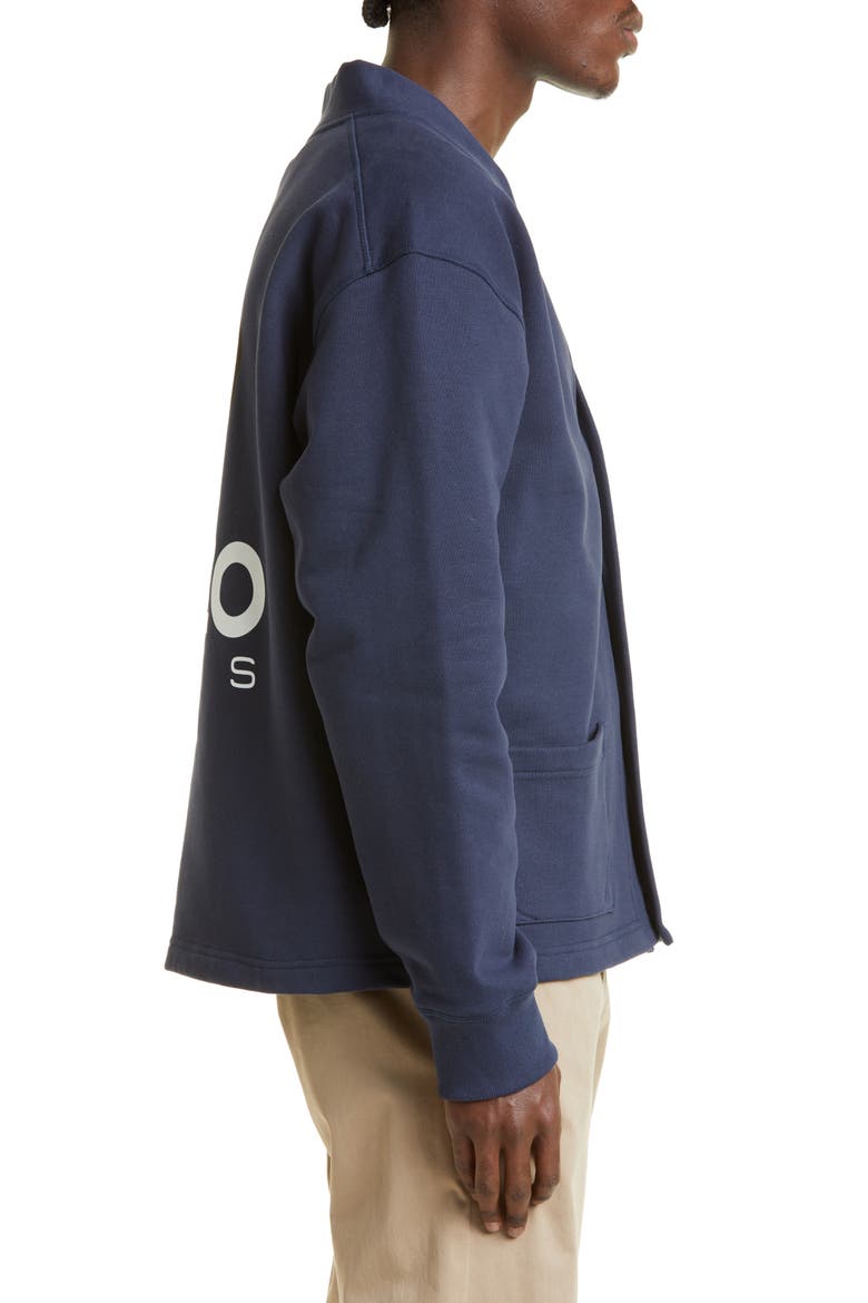Boke Flower Graphic Fleece Cardigan, Alternate, color, 77 - MIDNIGHT BLUE