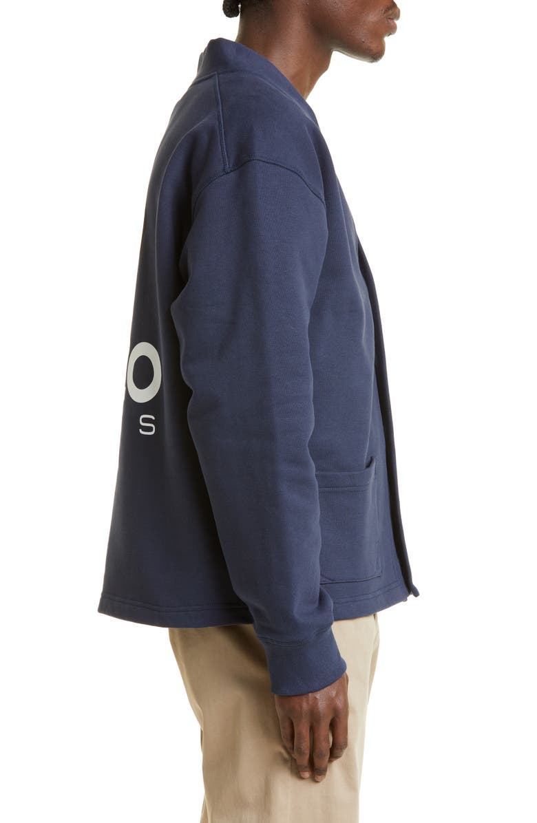 KENZO Boke Flower Graphic Fleece Cardigan, Alternate, color, 77 - Midnight Blue