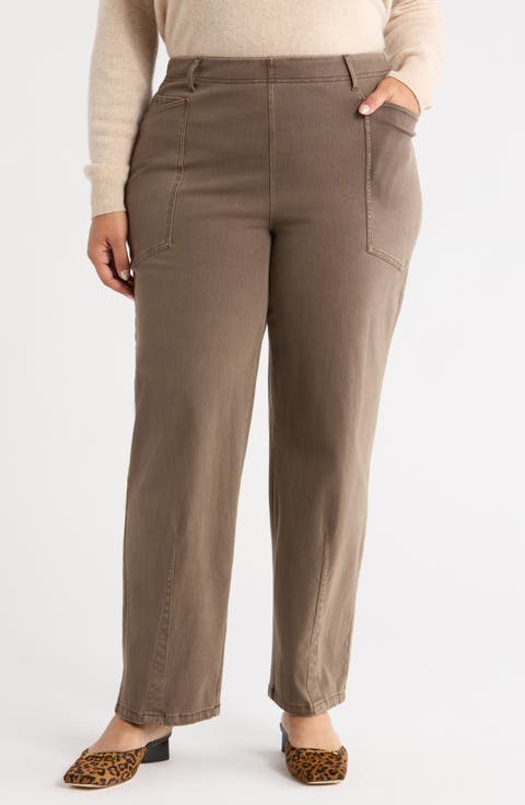 Penelope Pull-On Knit Barrel Jeans (Plus)