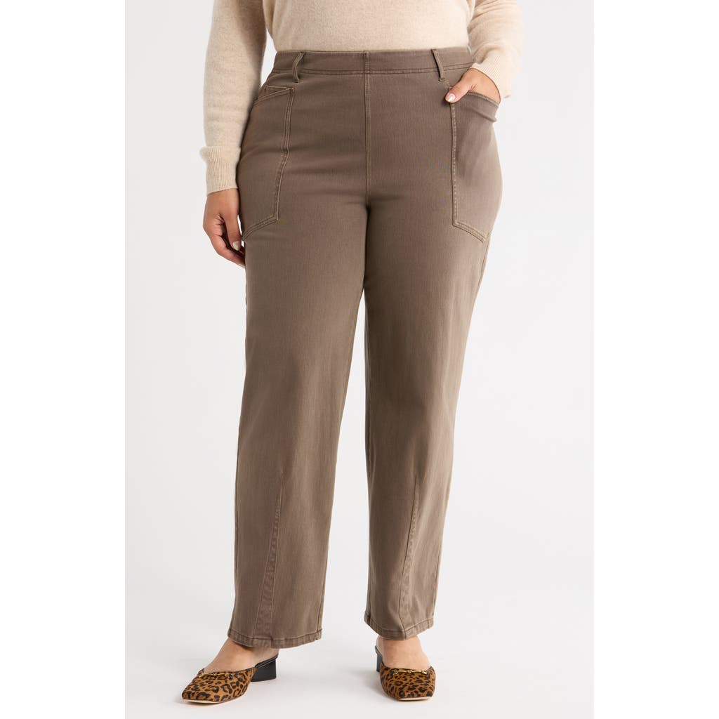 Lyssé Lysse Penelope Pull-on Knit Barrel Jeans In Brown