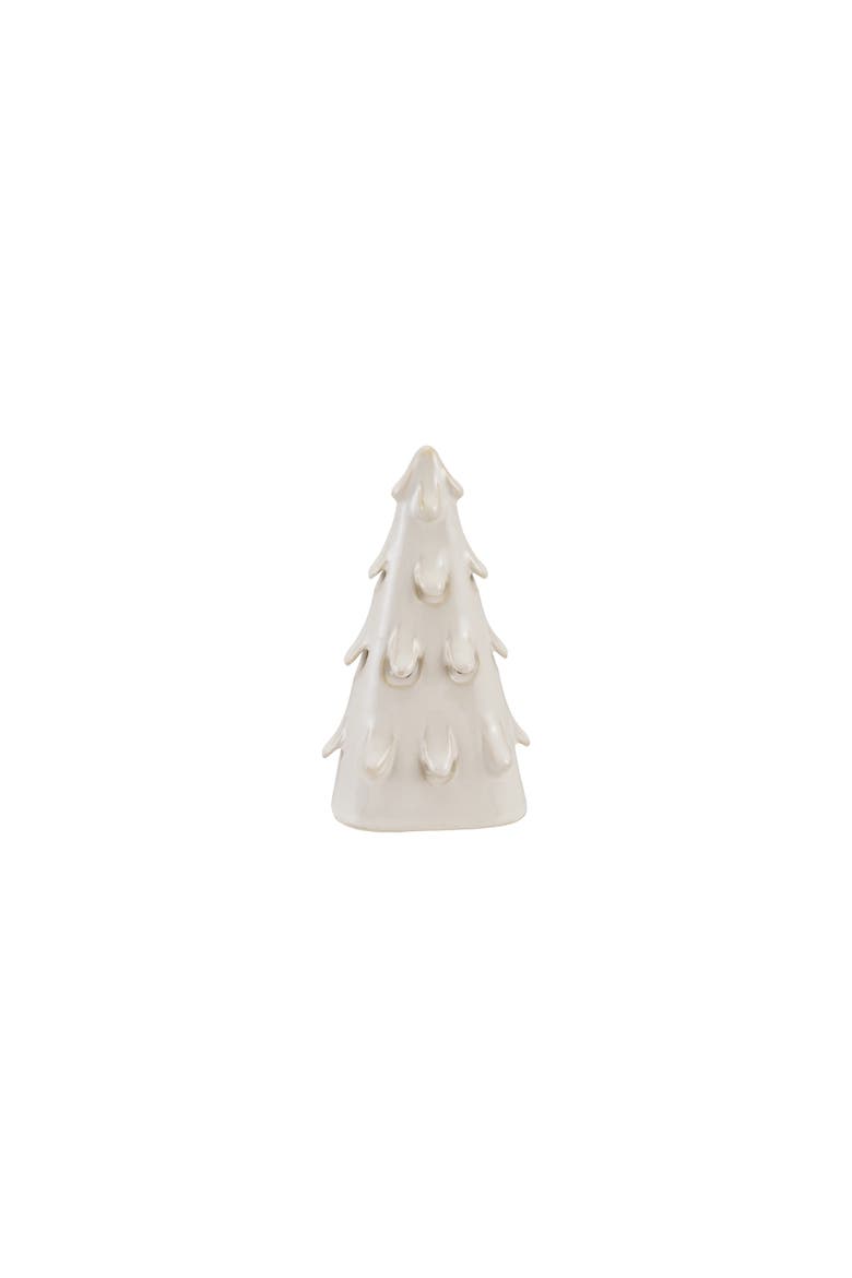 Stoneware Tree with Cut-Outs and LED Glow, Main, color, Cream