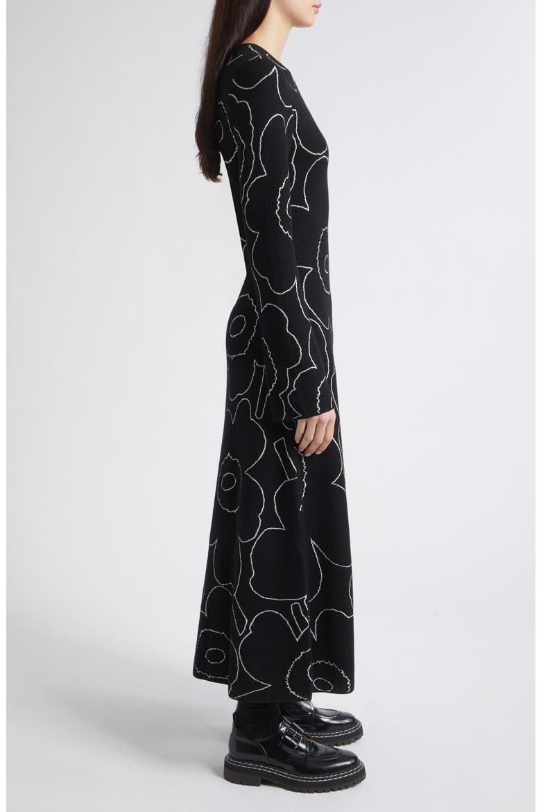 Takaisin Pirto Unikko Print Knit Wool & Cotton Blend Midi Dress, Alternate, color, BLACK OFF WHITE