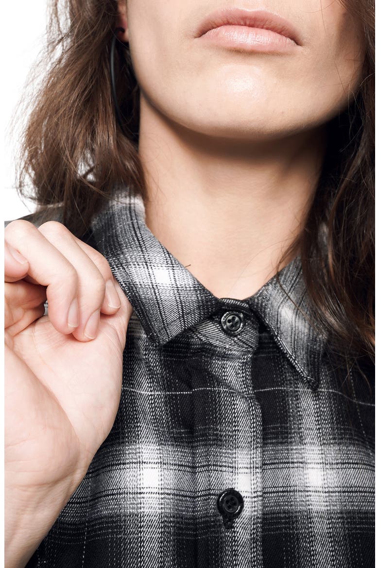 The Essential Plaid Flannel Button-Up Shirt, Alternate, color, BLACK/ WHITE
