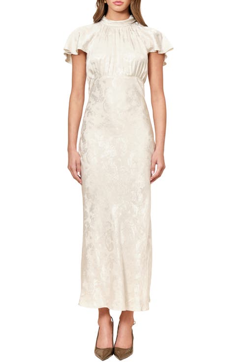 Cherie Mock Neck Burnout Midi Dress