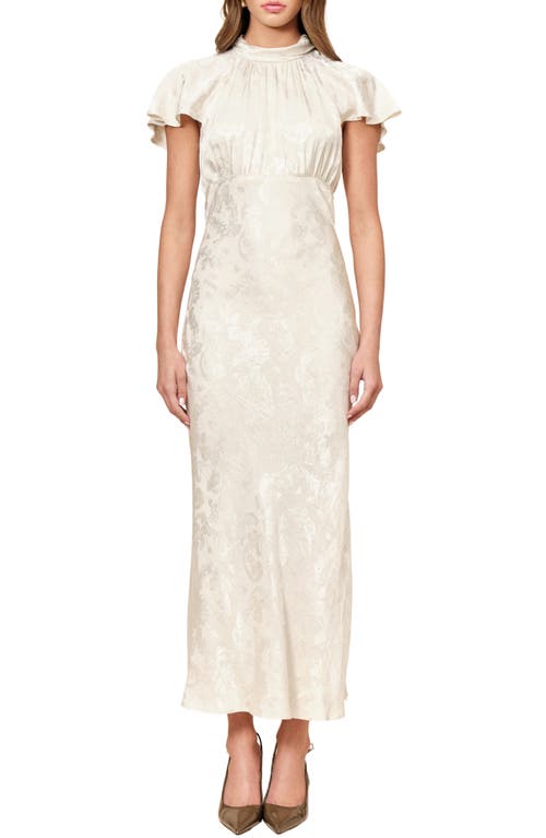 MAUDE CLUB Cherie Mock Neck Burnout Midi Dress in Ivory Burn at Nordstrom, Size Medium