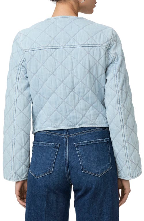 Paige Jayla Quilted Crop Denim Jacket In Aella
