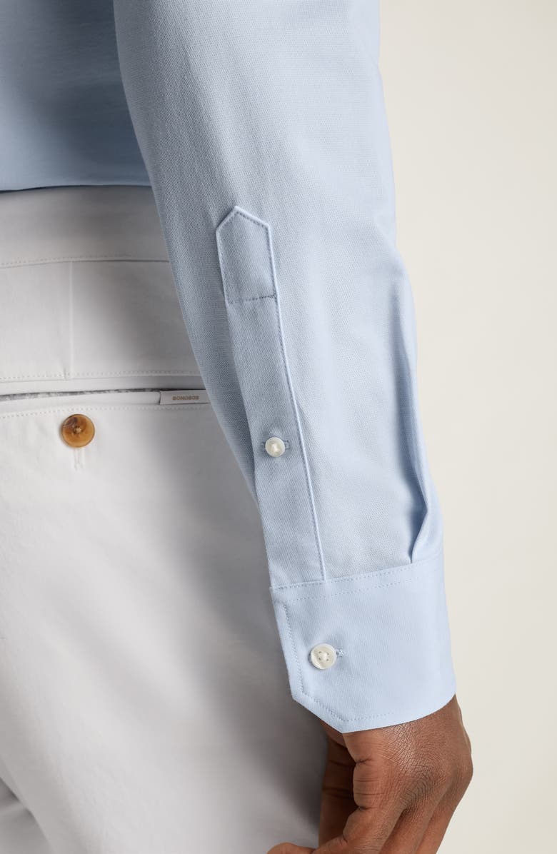 Bonobos Tech Light Blue Performance Cotton Blend Piqué Button-Up Shirt, Alternate, color, Birds Eye Texture V2 C2