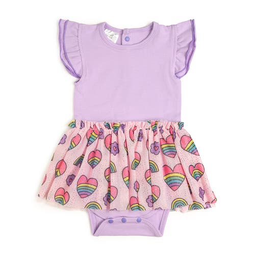 Sweet Wink Rainbow Heart Short Sleeve Tutu Bodysuit In Multicolor