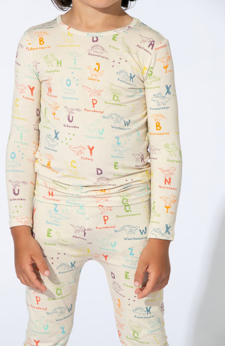 Bellabu Bear Kids' Dino ABCs Fitted Two-Piece Pajamas, Alternate, color, 
