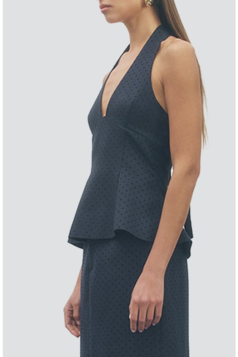 Brynn Peplum Halter Top, Alternate, color, NAVY BLACK
