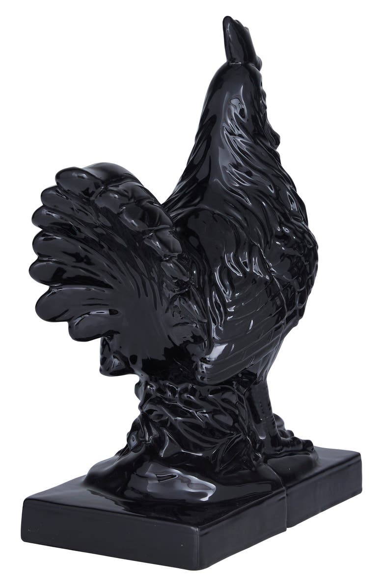 SONOMA SAGE HOME Black Ceramic Rooster Bookends with Enamel Exterior - Set of 2, Alternate, color, 
