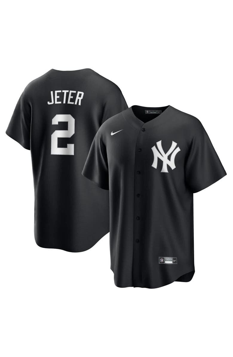 Nike Men's Nike Derek Jeter Black New York Yankees Lights Out Replica Player Jersey, Alternate, color,