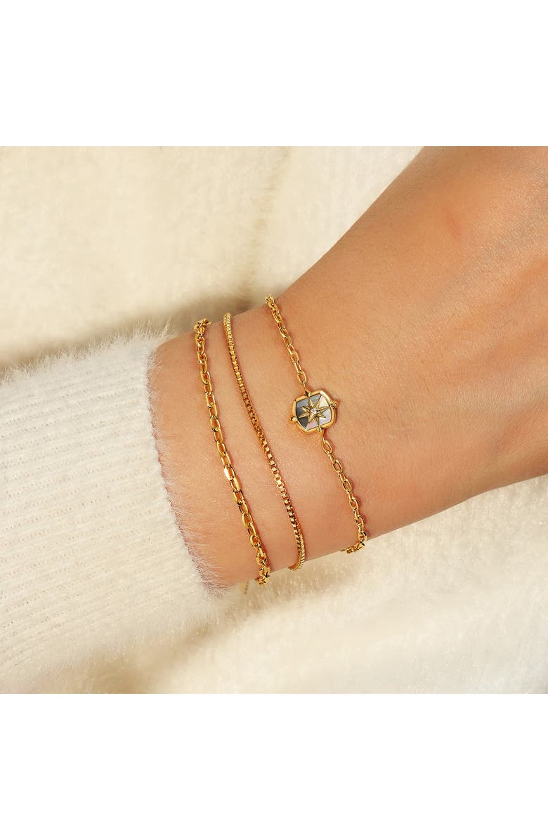 ANIA HAIE Bezel Cubic Zirconia Station Chain Bracelet, Alternate, color, Shiny Gold