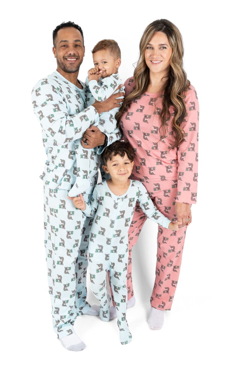 Leveret Footed Printed Cotton Matching Family Pajamas, Coordinated Prints, Alternate, color, Pink Koala