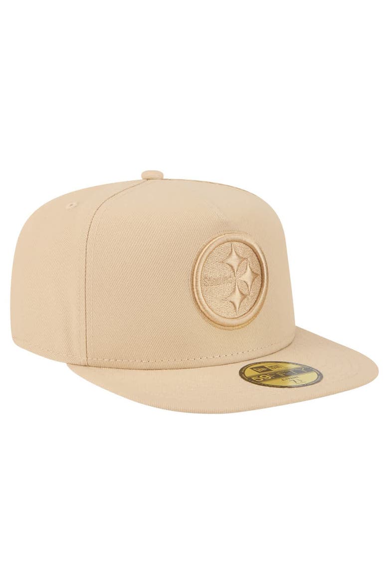 Men's New Era  Beige Pittsburgh Steelers Color Pack A-Frame 59FIFTY Fitted Hat, Alternate, color, Beige