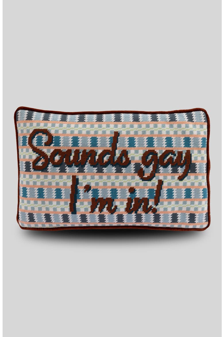 Sounds Gay Needlepoint Pillow, Main, color, Sounds Gay