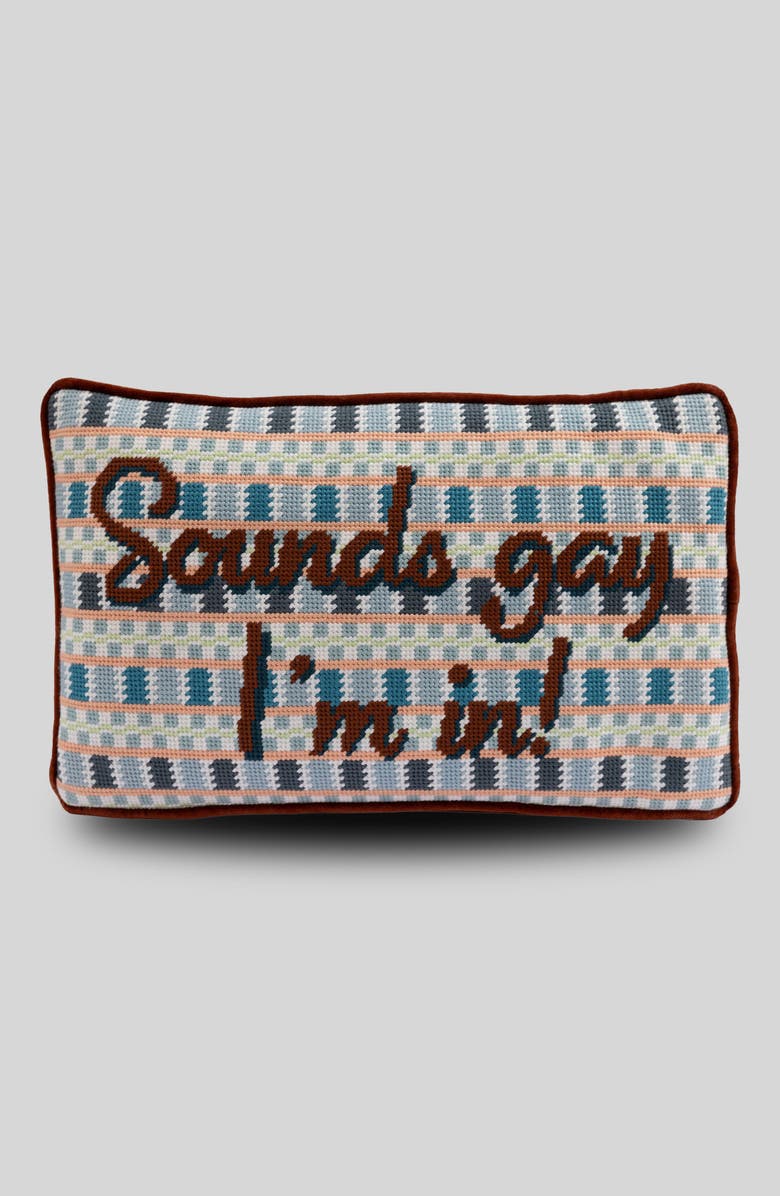 Furbish Sounds Gay Needlepoint Pillow, Main, color,