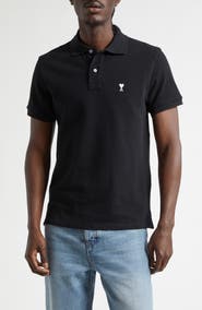 AMI PARIS Ami de Coeur Embroidered Cotton Piqué Polo