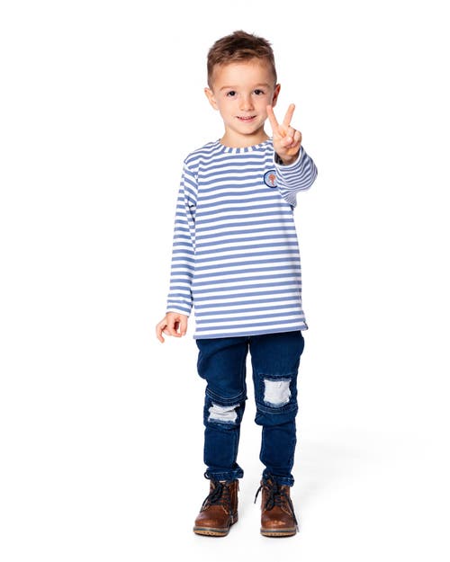 Deux Par Deux French Terry Pants With Contrasting Patch In Blue