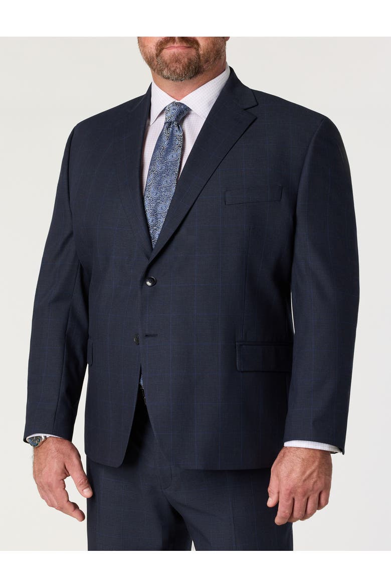 Big & Tall Houndstooth Windowpane Suit Jacket, Alternate, color, BLUE