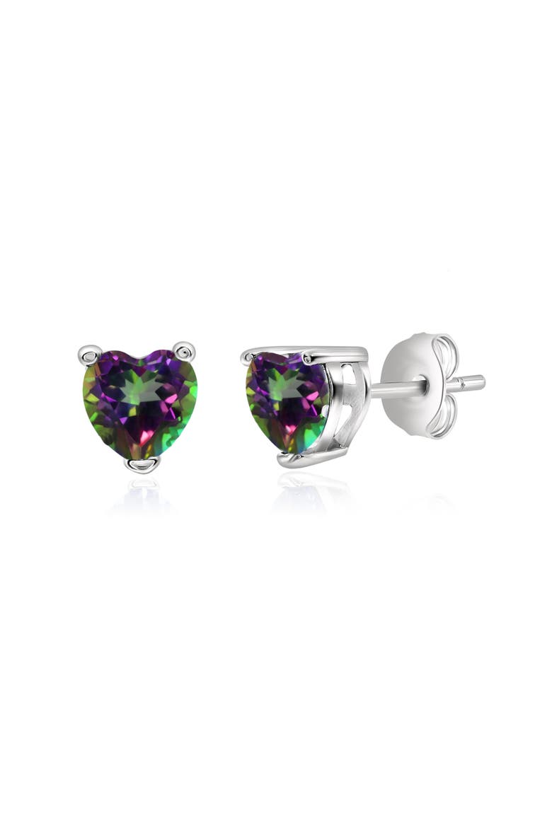 Sterling Silver Mystic Topaz Heart Studs, Main, color, Mystic