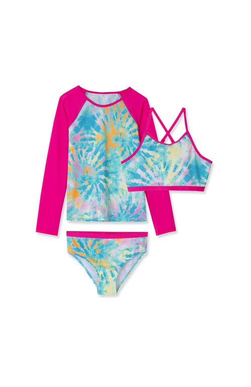 LANDS' END LANDS' END BIG GIRLS 3 PIECE UPF 50 SUN PROTECTION RASH GUARD SET 