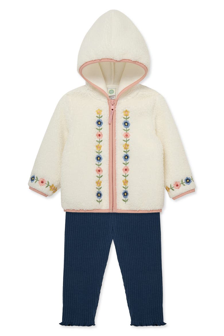 Kids' Embroidered 3-Piece High Pile Fleece Set, Alternate, color, WHITE/ BLUE