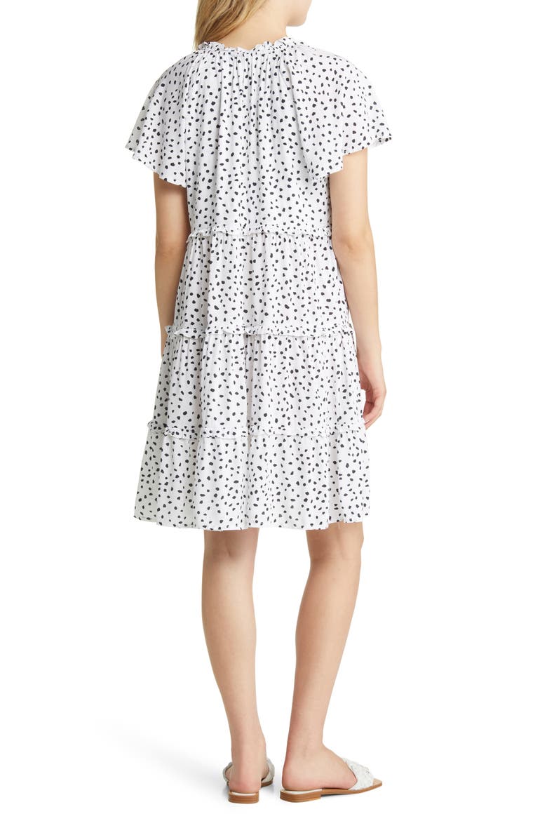 Women's Camila Floral Flutter Sleeve Dress, Alternate, color, SPOTS BLANC