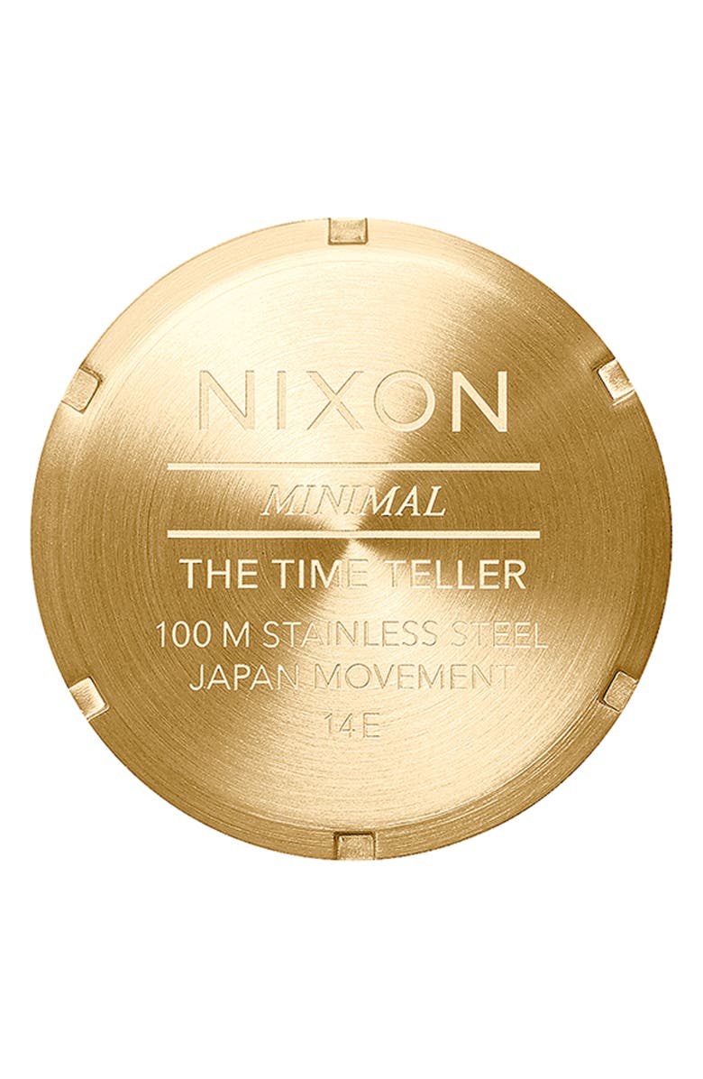 Nixon The Time Teller Turquiose Dial Goldtone Bracelet Watch, 36mm, Alternate, color, Gold / Turquoise / Gold