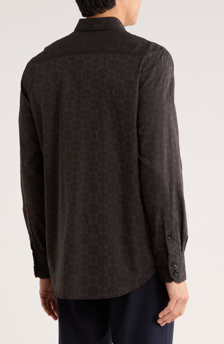 Robert Graham Cotton Button-Up Shirt, Alternate, color, Black