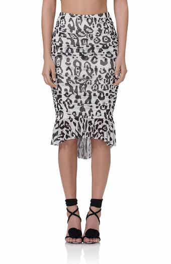 AFRM Ronica Ruched Mesh High-Low Skirt