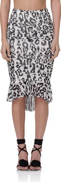 AFRM Ronica Ruched Mesh High-Low Skirt