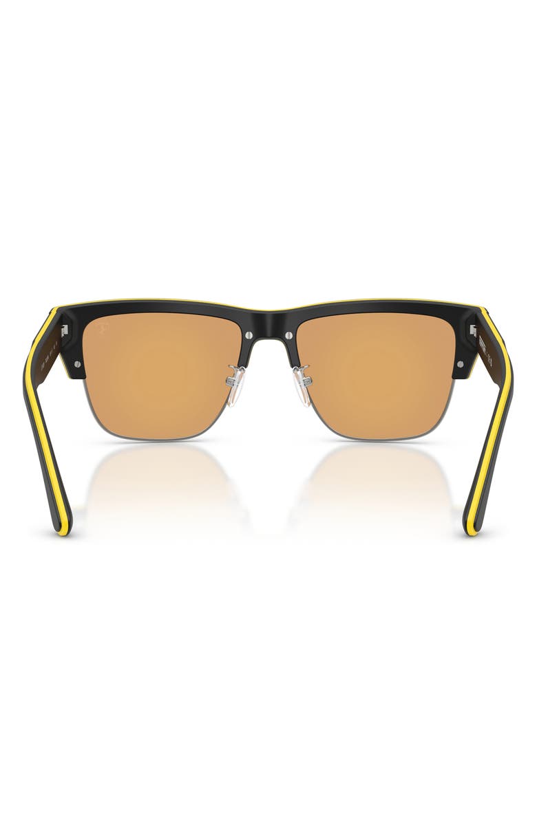 Scuderia Ferrari 55mm Square Sunglasses, Alternate, color, Black Matte Yellow Black