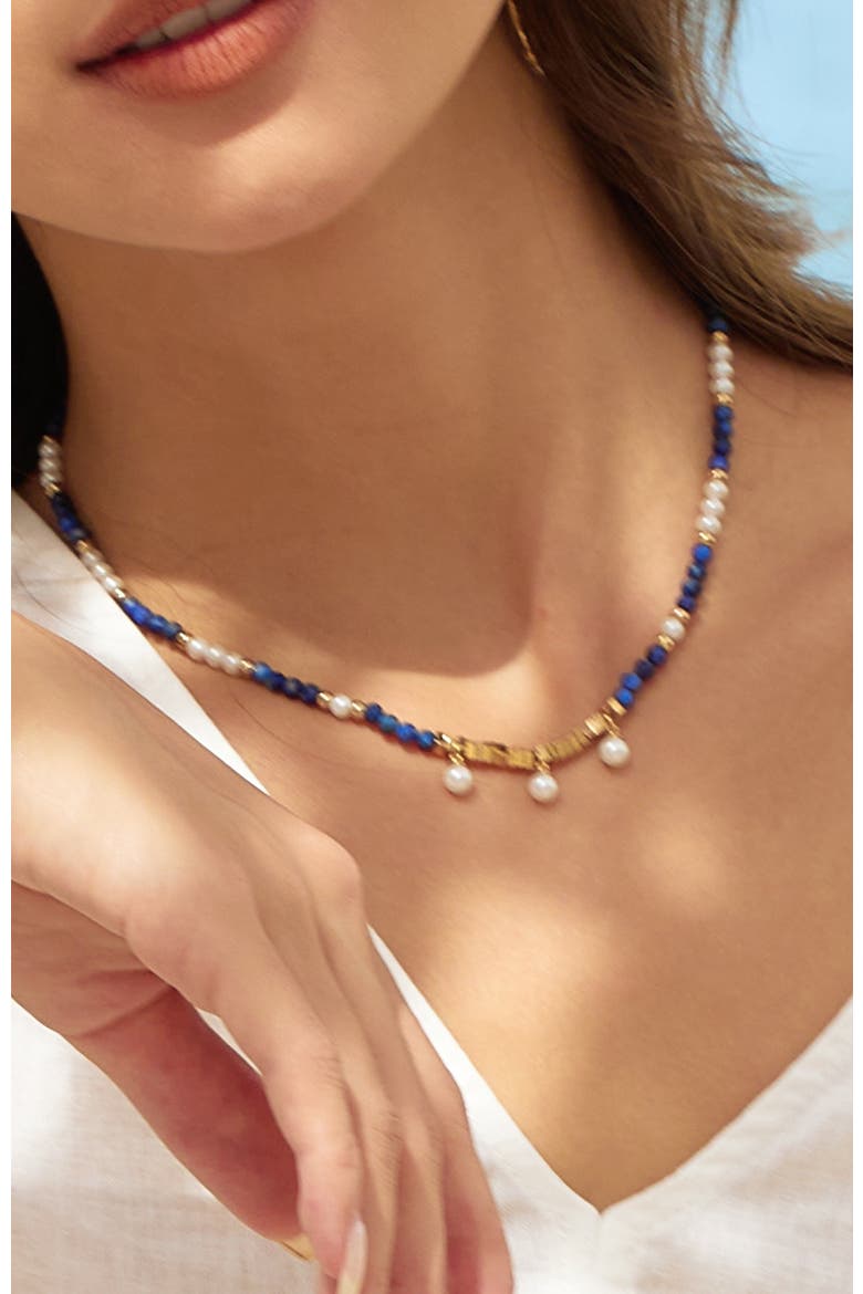 Poseidon Necklace, Alternate, color, Blue & White & Gold