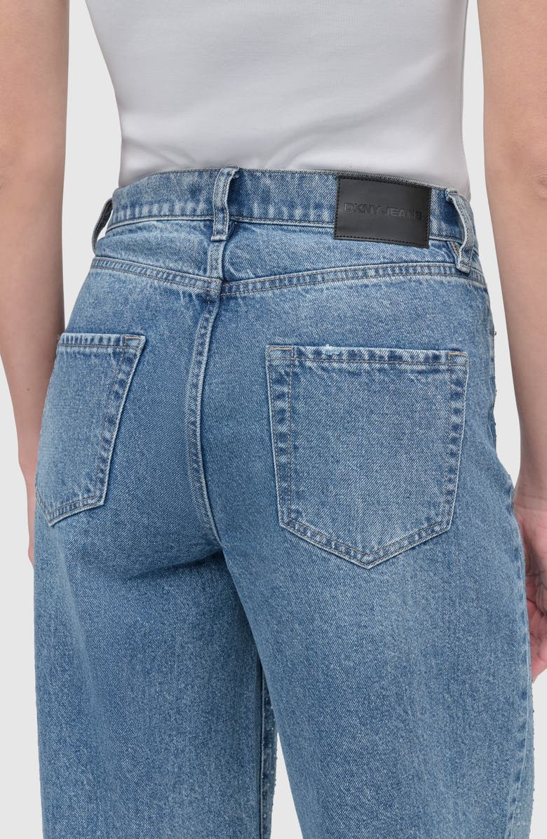 DKNY Jeans Rhinestone Embellished High Waist Wide Leg Jeans, Alternate, color, Cedar Street