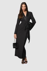 Coast Muse Bow Front Satin Maxi Dress