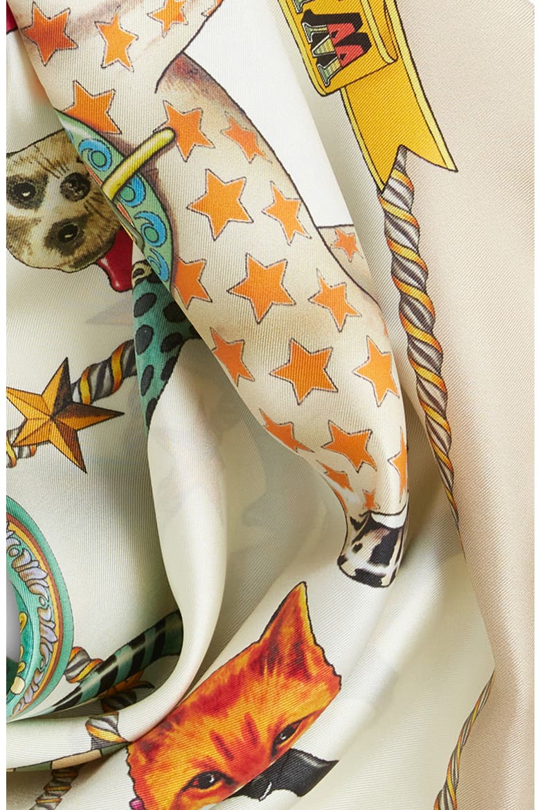 The Menagerie Silk Square Scarf, Alternate, color, CREAM