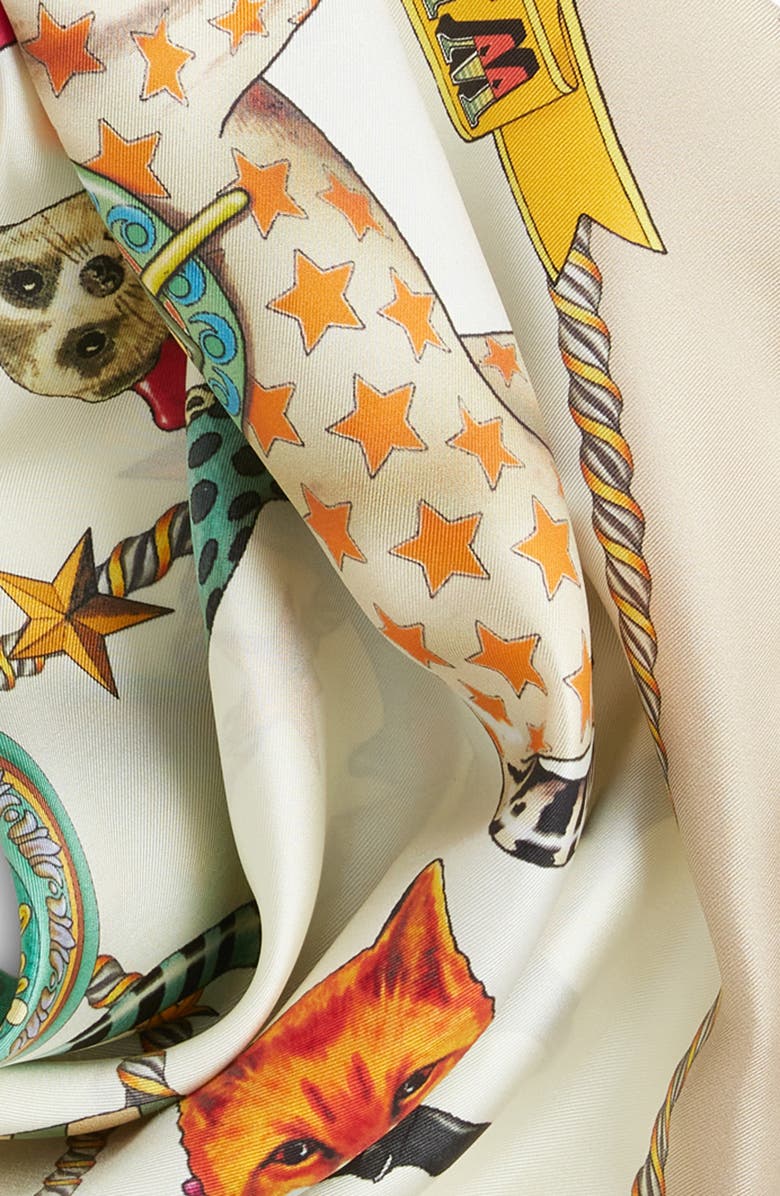 Echo The Menagerie Silk Square Scarf, Alternate, color, Cream