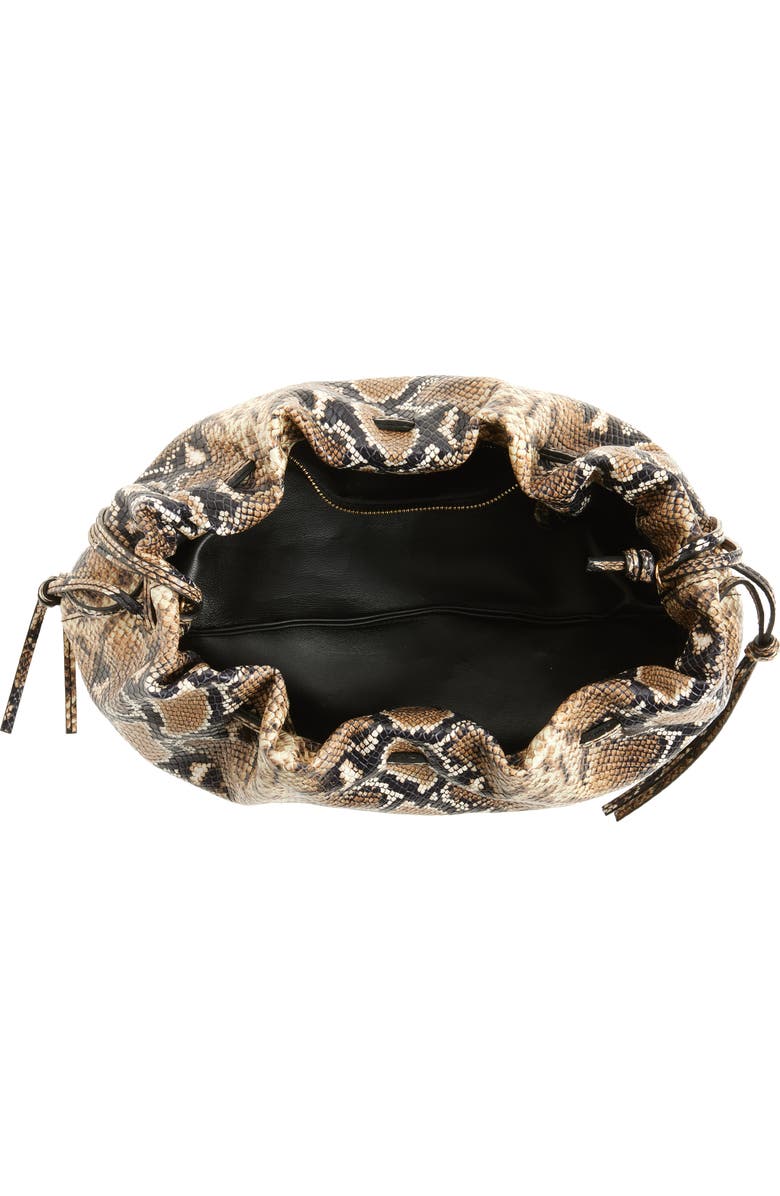 Altuzarra Drawstring Snakeskin Embossed Leather Clutch, Alternate, color, Phyton Macchia