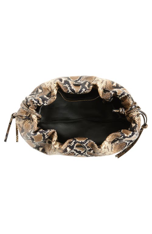 Altuzarra Drawstring Snakeskin Embossed Leather Clutch In Brown