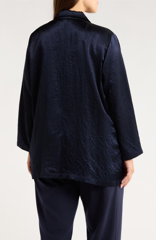Eileen Fisher Crinkled Satin Blazer In Blue