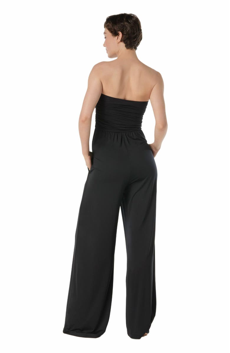 Carmen Marc Valvo Ruched Beaded Jumpsuit Cover Up, Alternate, color,