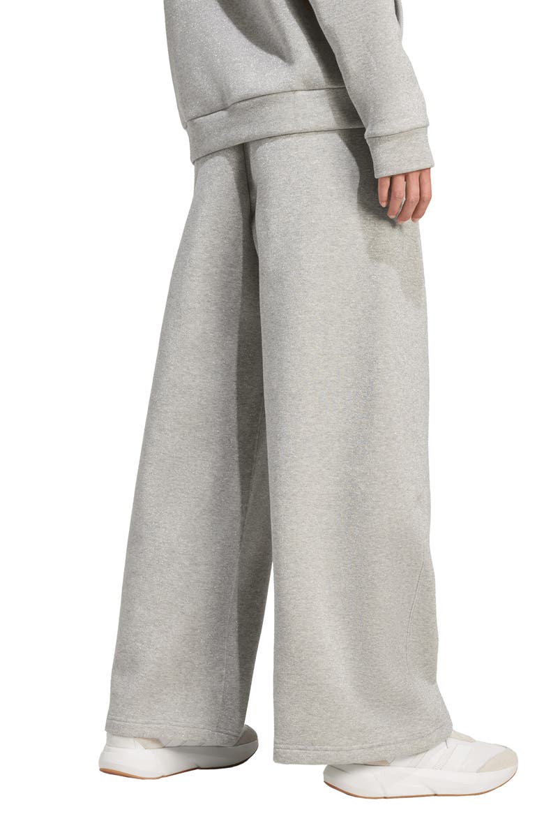 adidas ALL SZN Holiday Glitter Fleece Loose Pants, Alternate, color, Medium Grey Heather