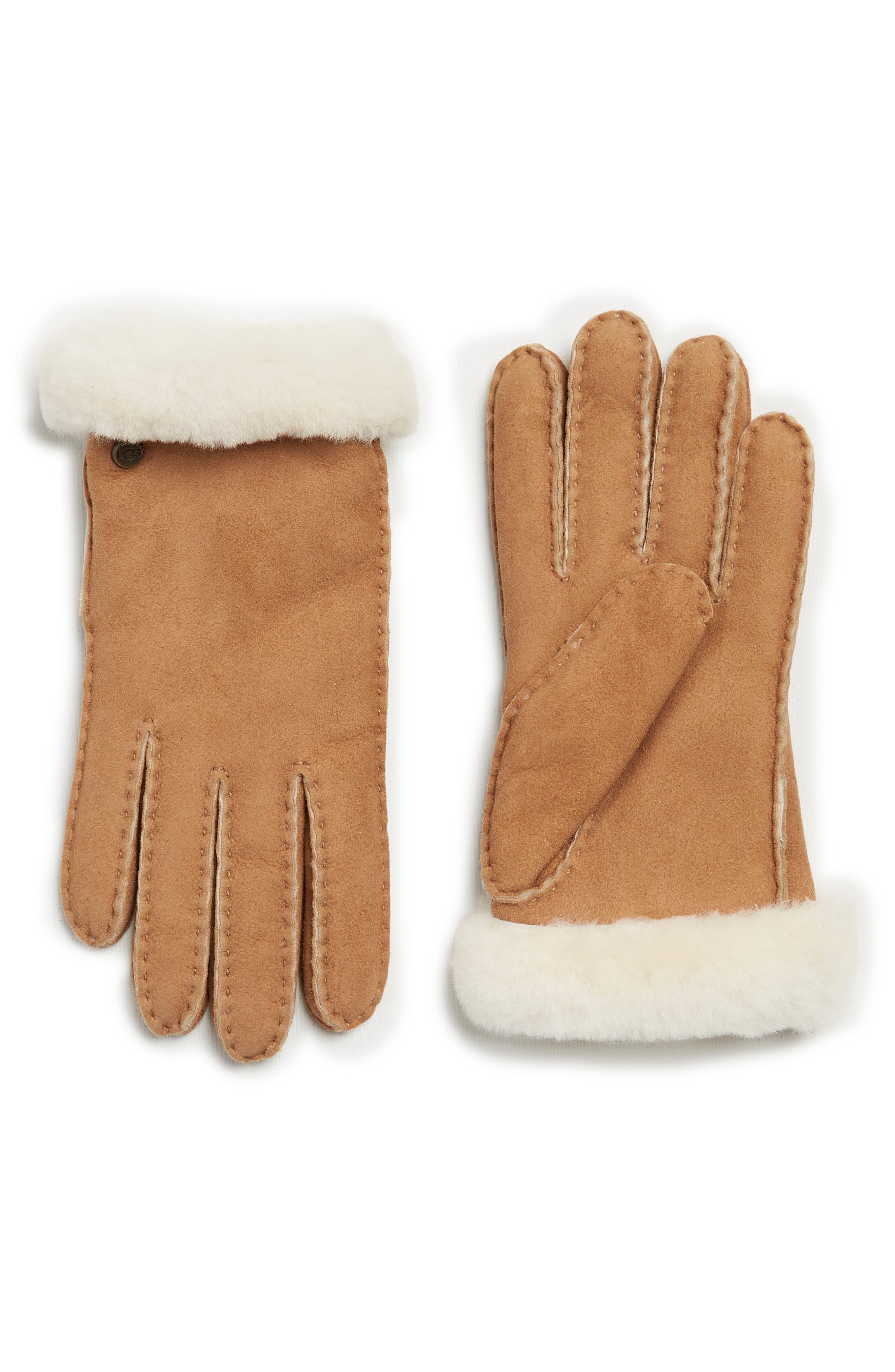 UGG® UGG Genuine Dyed Shearling Slim Side Vent Gloves
