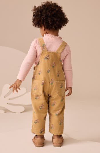 Kids' Pointelle Top & Corduroy Overalls Set