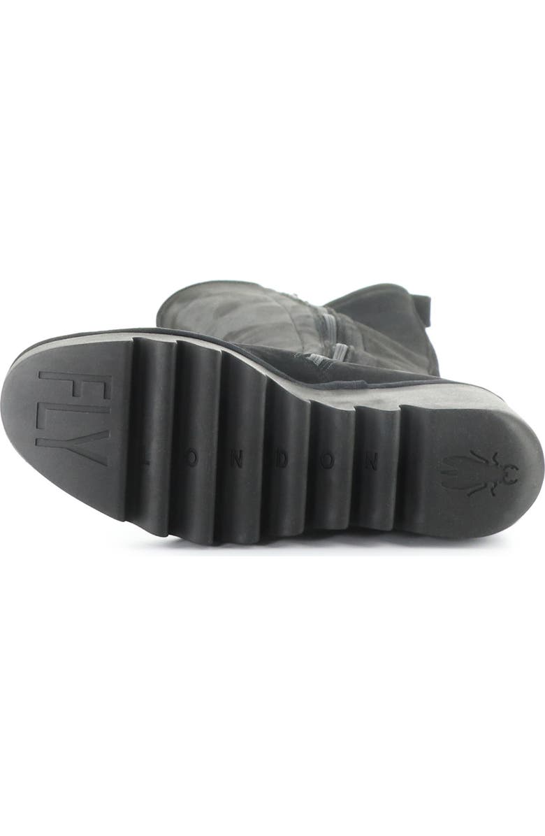 Fly London Budi Knee High Wedge Boot, Alternate, color, Black/ Black