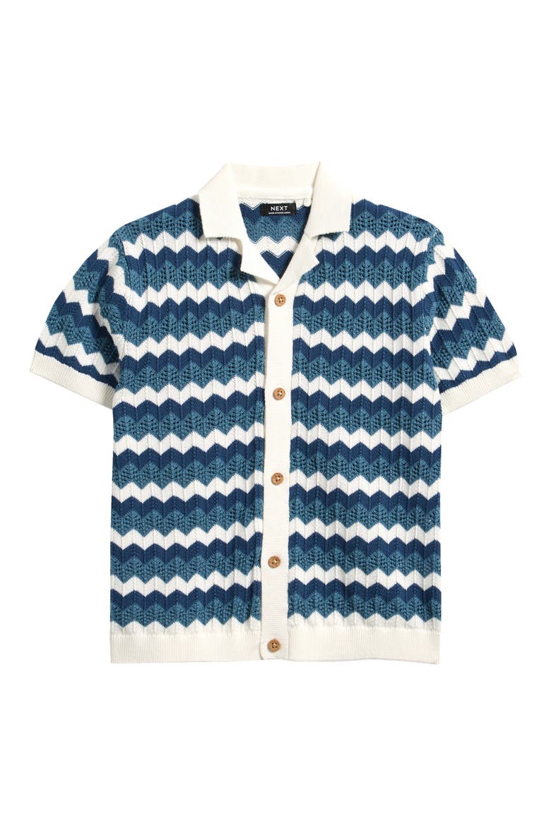 Kids' Zigzag Knit Button-Up Shirt, Main, color, MULTI